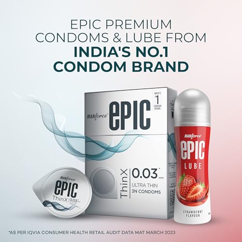 Image of Manforce Epic ThinX Condoms 3 Units with Epic Strawberry Lube| 0.03mm Ultra Thin Condoms| Water-based Lube