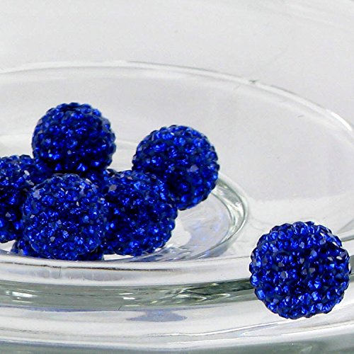 RUBYCA Pave Czech Crystal Disco Ball Clay Beads fit Shamballa Jewelry (50pcs, 8mm, Royal Blue)