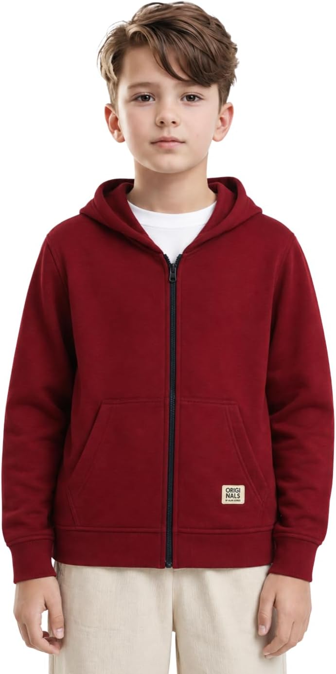 Boys Regular Fit Zipper Hooded Sweatshirt | Kangaroo Pocket & Drawstring Hood