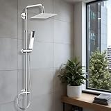 Hibbent Set de Ducha de Lluvia en Metal con Mano 4 Modos, Cromado