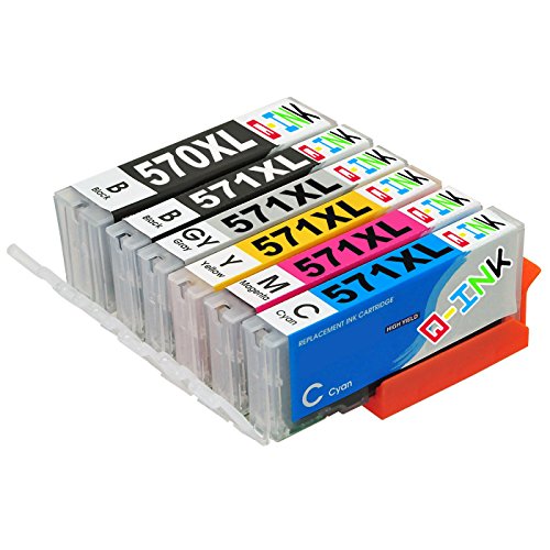 QINK 6PK Recambios para Canon PGI-570 CLI-571 Cartuchos de tinta Mostrar nivel de tinta Alta Capacidad Compatible con Canon PIXMA MG7700 MG7750 MG7752 MG7753 TS8050 TS8051 TS8052 TS8053 TS9050 TS9055