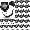 Simgoing 48 Pcs Digital Stopwatch Timer Plastic Whistle Bulk for Sports Coaches Referee Waterproof Watch Timer Whistle with Lanyard Multi Function Electronic Fitness Date Alarm (Black)