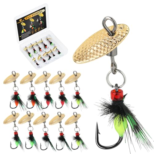 CWSDXM Fly Fishing Flies 10 PCS Wet Flies Fly Fishing Lures Fishing Spinner Metal Fishing Lure for Trout Bass Panfish (Mosquito Fly Lures Hook Size 18#)