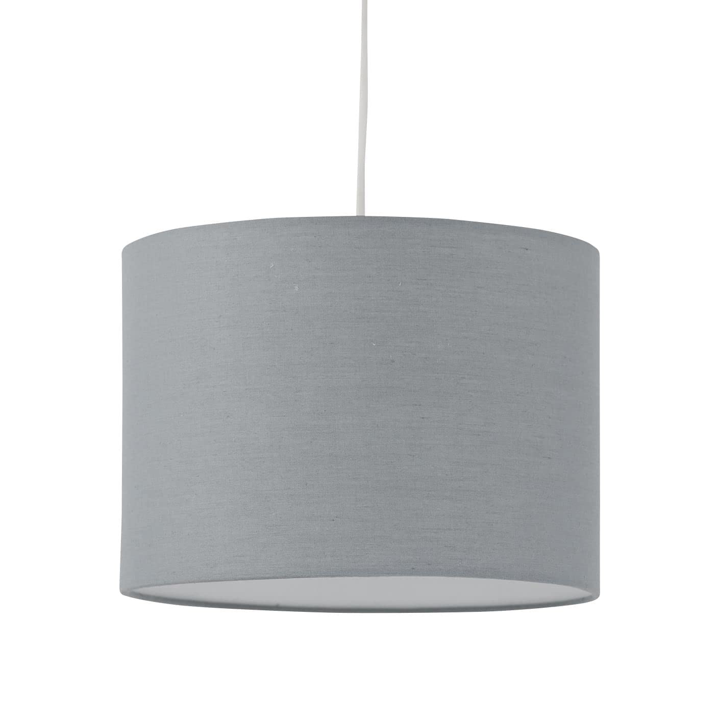 firstchoicelighting Grey Cotton Fabric Pendant Shade, Easy Fit Ceiling Lightshade, Modern Light Shade, Diameter 25cm