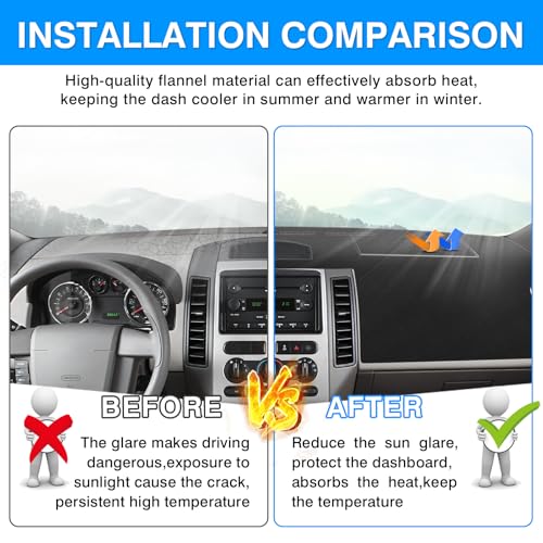 Image of Autorder Dashboard Cover Mat for Ford Edge 2007-2014 Accessories Dash Cover Upgrade Flannel Dash Mat Sunshade Glare UV Rays Protector
