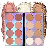 Berinist 16 Colors Contour Palette，Blush Highlighter Bronzer Powder All in one Makeup Palettes，Blendable Matte Shimmer Illuminator Palette for Sculpting the Face and Create a Glowing Look Makeup
