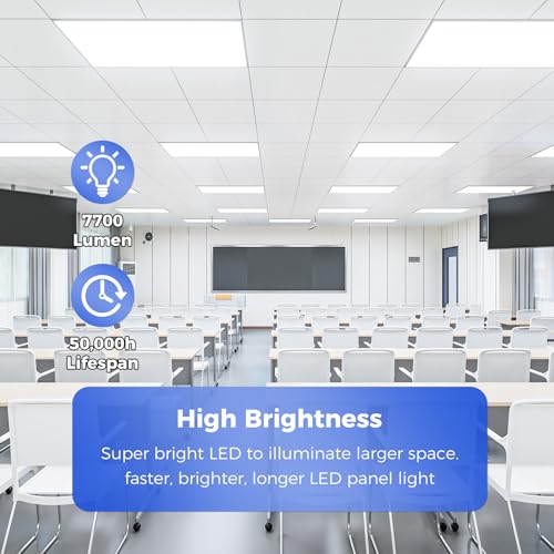 Image of AIKVSXER 4 Pack 2x4 LED Flat Panel Light - Selectable 5 CCT 3000K-6500K & 5 Wattage 30-70W 7700Lm 0-10V Dimmable 2 x 4 led Drop Ceiling Light Fixture 120-277V for Commercial and Home