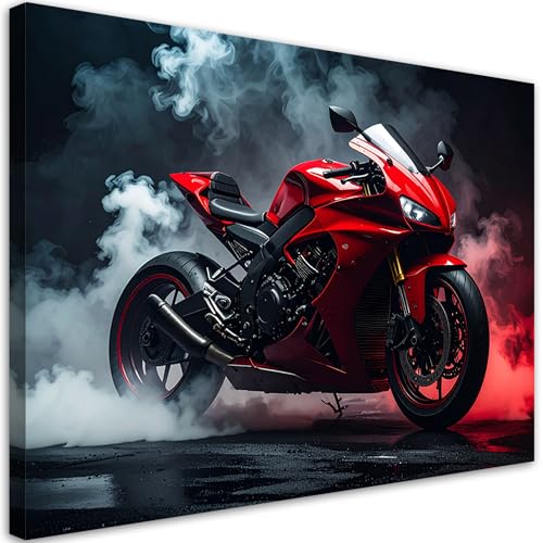 Tableau moderne moto rouge Feeby pour raviver un mur de salon terne