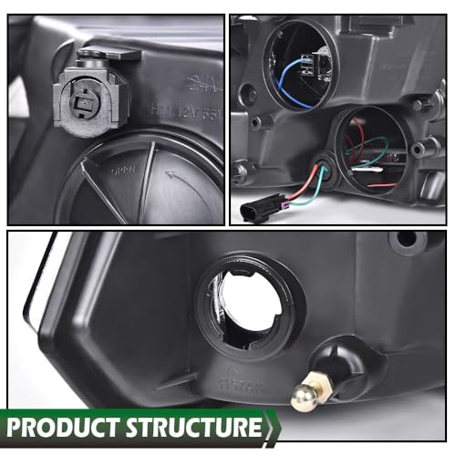 Image of GRAND ORANGE LED Headlights Assembly, Compatible with Dodge Ram 1500 2500 3500 2009-2012 Left Driver & Right Passenger Side Clear Lens Chrome Housing Clear Reflector