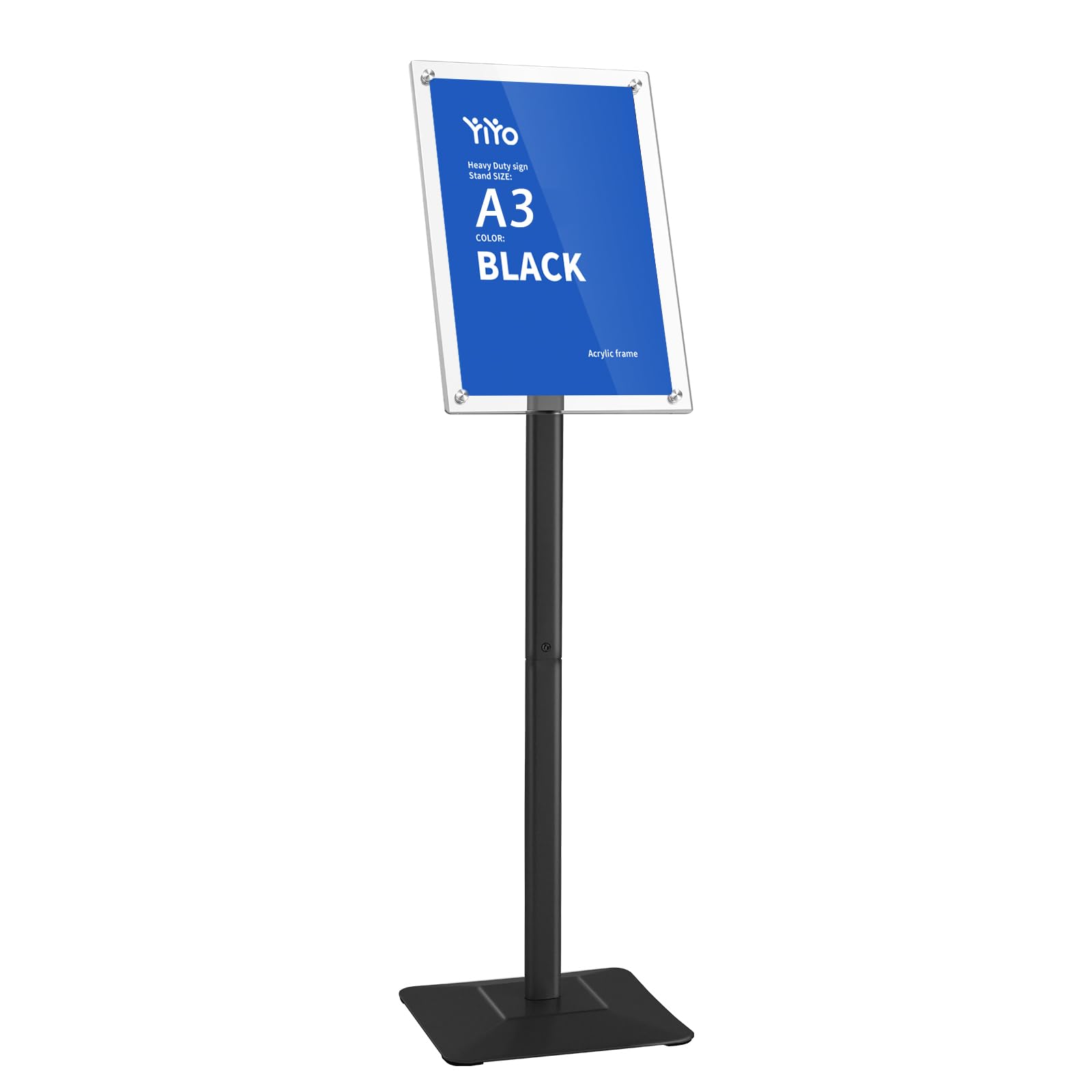 YIYO Sign Poster Stand,adjustable heavy duty pedestal Sign Holder Floor,acrylic frame floor signage standing for display menu (Black, Acrylic Frame A3) — image 1