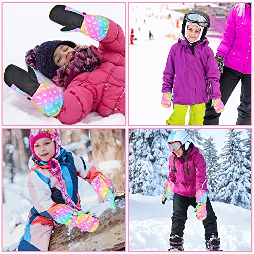 Pamaid Kids Ski Mittens Gloves Waterproof Winter Warm Snow Gloves With Long Cuff For Kids Toddler Girls 3-8 Years #TOP6