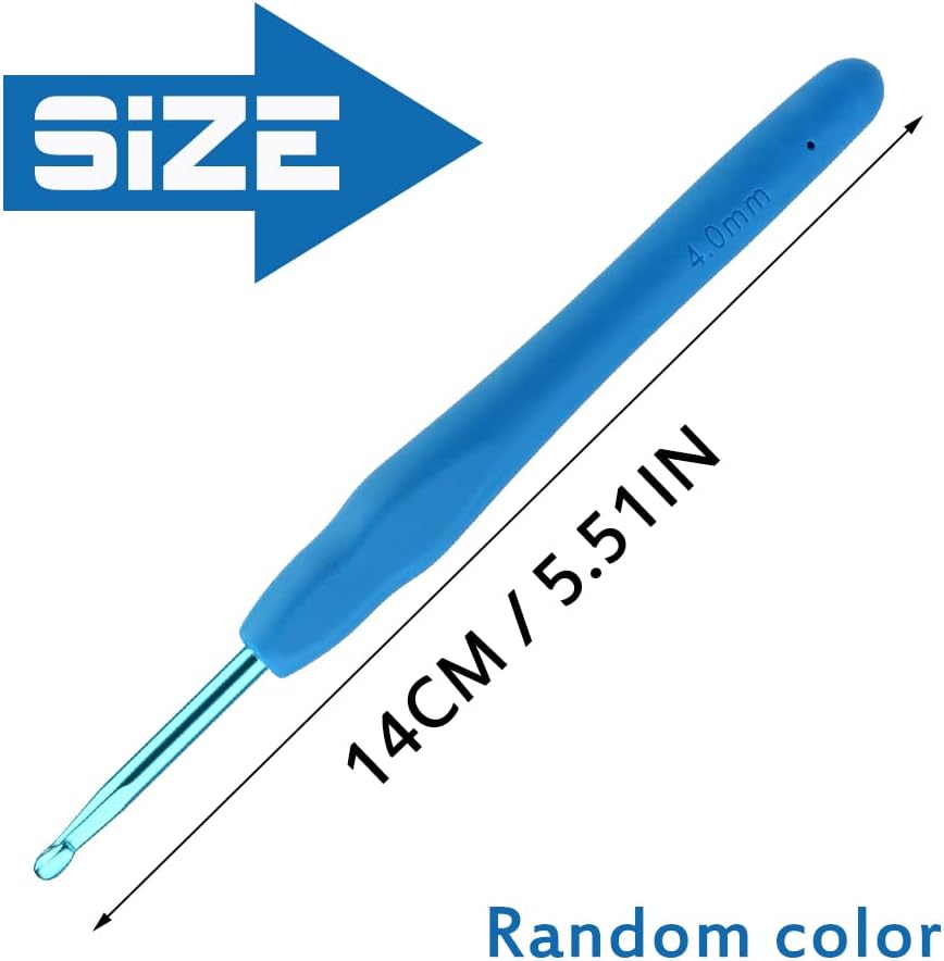Iuuidu 4mm Beginner Crochet Hook, Ergonomic Handle Crochet Hooks