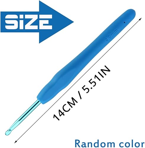 Miniatura 2 de Gancho de ganchillo para principiantes de 0.157 in, mango ergonómico para manos artríticas, agujas de tejer cómodas y suaves para bricolaje hecho a