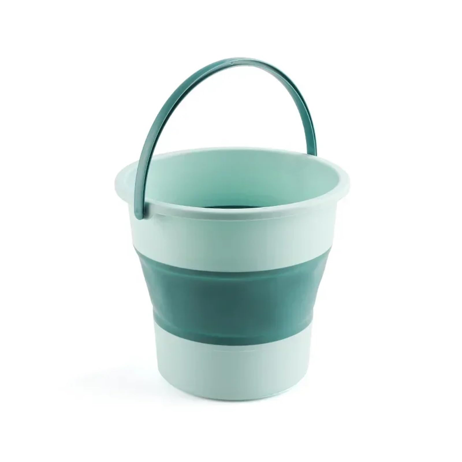 Cubo plegable verde con asa resistente para lavado de coches y hogar