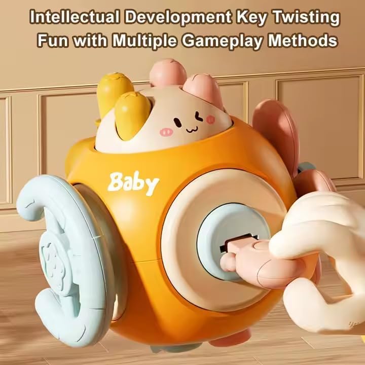 Image of 6-in-1 Baby Sensory Busy Cube Toy for Toddlers - Montessori Educational Activity Cube - Fine Motor Skills Quiet Travel Toy for Infants (Orange)