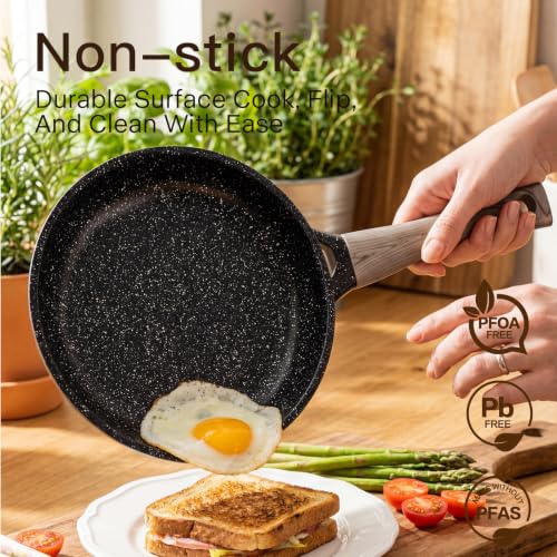 Image of USELUCK 22-Piece Pots and Pans Set, Nonstick ceramic cookware set | PFAS-Free Non-Toxic Ceramic Cookware, Healthy Kitchen Cooking Set, Induction Compatible, Easy to Clean, Black