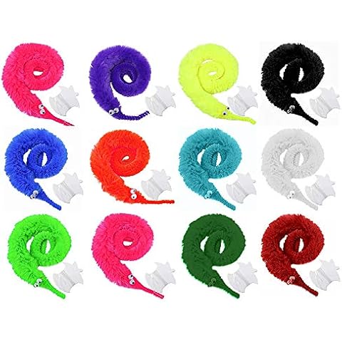Worm On String, 12 PCS Wiggly Magic Worms Twisty Fuzzy Worm Toys Worm On A String Bulk for Kids and Cat Cover