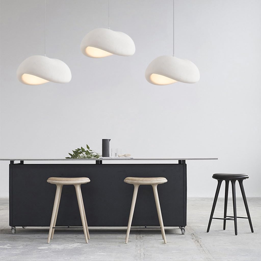 Kreatywna Lampa Wisiąca Wabi Sabi Lampa Pendularna E27 Nowoczesny Styl Japoński 3-Świetlna Biała Regulowalna Wysokościowo Żyrandol Do Stołu Jadalniskowego Salonu Jadalni Oświetlenie(Long)