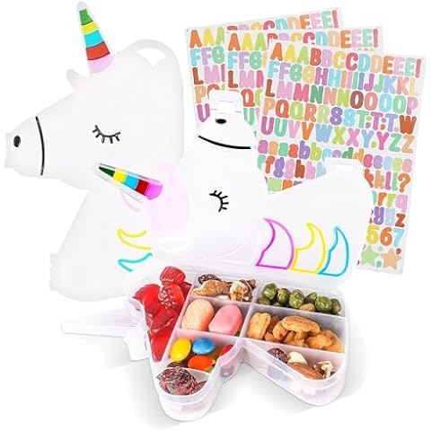 Primo Lines Snack Box Set – 2-Pack Bento Snack Containers with 8 Compartments & Stickers, Portable Food Storage for Kids, Travel, School & Home Use Cover