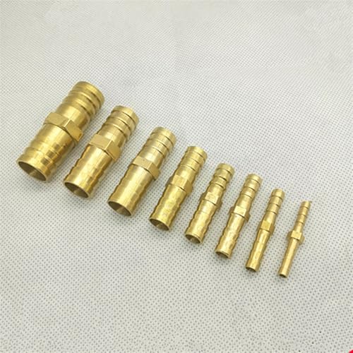 Ziluao Qinlu-Brass Connector Hose Fitting 4mm 6mm 8mm 10mm 12mm 14mm 19mm Brass Straight Hose Pipe Fitting Equal Barb Gas Copper Barbed Coupler Connector, Corrosion Resistance(8mm 8mm Barb)