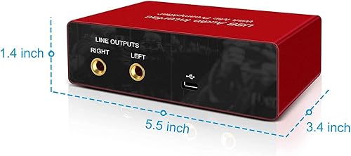 Miniatura 7 de Interfaz de audio USB con preamplificador de micrófono, grabadora mezcladora de audio USB con alimentación fantasma de 48 V, 24 bits, soporte para