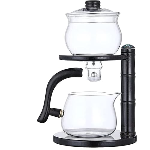 ZPGXLRZ Lazy Kungfu Glass Tea Set Semi Automatic Drip Rotating with Infuser Glass Teapot Set