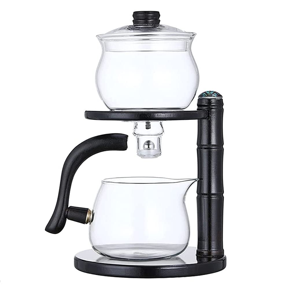 Lazy Kungfu Glass Tea Set Semi Automatic Drip Rotating with Infuser Glass Teapot Set