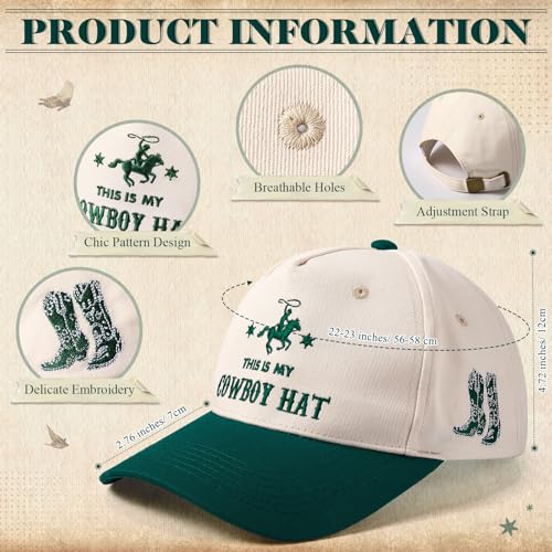 Image of JaGely Two Tone Western Cowboy /Cowgirl Trucker Hat for Women Men Gift Vintage Embroidered Country Baseball Cap