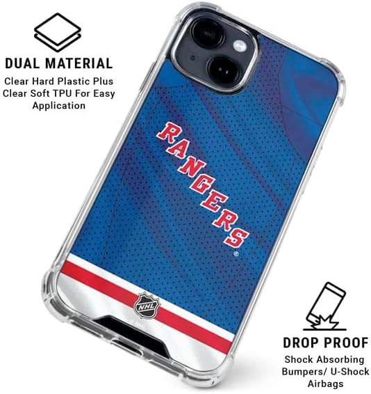 Skinit Clear Phone Case Compatible with iPhone 15 - Officially Licensed NHL New York Rangers Home Jersey Design
