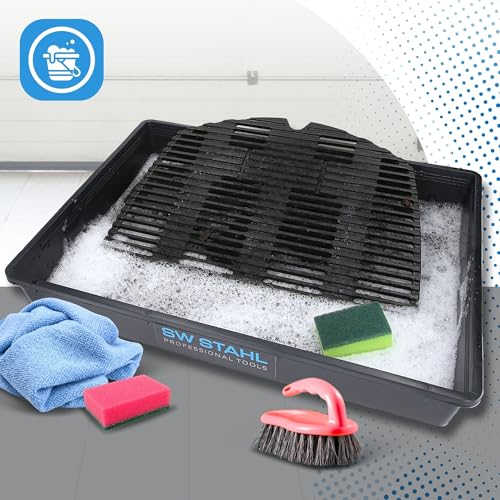 Foto von SW-Stahl 07376L Universal Auffangwanne rechteckig/Ölauffangwanne/Grillrost-Reinigung/Katzenklo/Gewächshauswanne / 18L Fassungsvermögen Kunststoff I Ölwanne Kunststoff