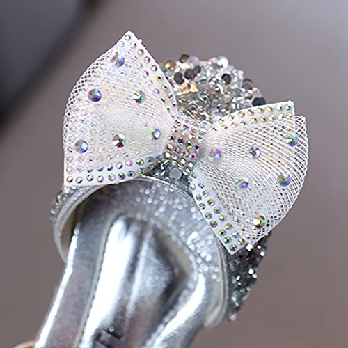 Girls' Sandals Fashion Spring And Summer Girls' Sandals Dress Performance Dance Shoes Mesh Rhinestone Pearl Buckle (1-Silver, 10.5 Toddler)4