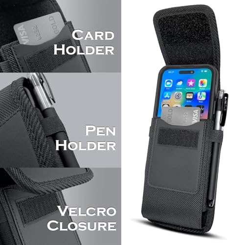 Image of Men's XXL Mobile Purse Holster - Waist Belt Clip Pouch and Nylon Cell Phone Case with Card Holder - Durable Mobile Phone Bag for Convenience and Security