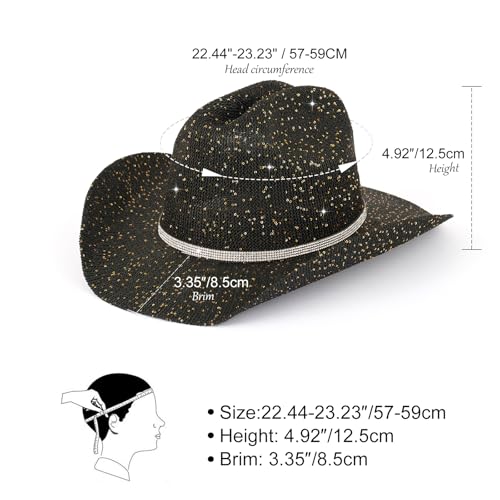Image of Sequin Cowboy Hat for Men & Women - Sparkly Cowgirl Hat with Thread Detail, Stylish Cowboy Hat for Parties