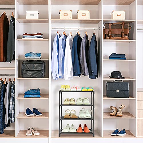 Hithim 4-Tier Free Standing Shoe Racks, Small Shoe Rack For 6-8 Pairs Shoe Storage,Kids Shoe Racks For Small Place,Lightweight Stackable Shoe Shelf Organizer For Entryway, Doorway And Closet,Black #TOP7