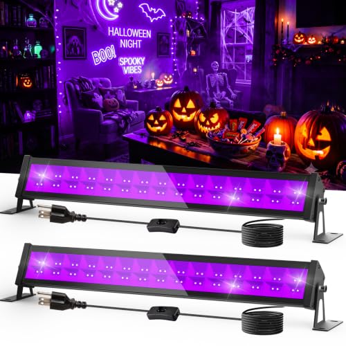 Image of T-SUN LED Black Light Bar, 40W Blacklight Bars for Halloween Decor Display | Blacklight Bar with 5ft Cord, Black Lights for Glow Party, Fluorescent Poster, Game Room, Stage Lighting, Covers 22x22ft Area