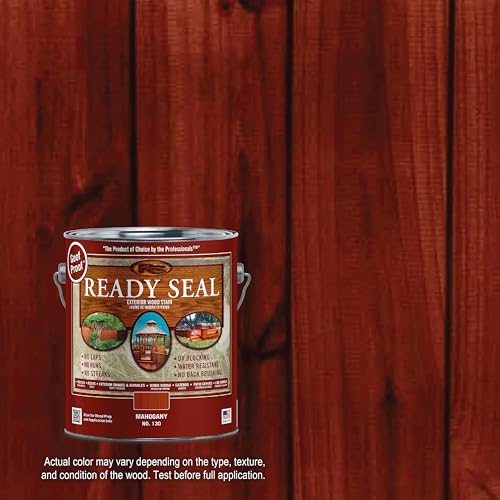 Image of Ready Seal Exterior Wood Stain | Semi-Transparent Oil-Based Formula | Professional Grade Stain and Sealer in One | Ideal for Decks, Fences, Pergolas, Wood Siding & More | Gallon | Mahogany