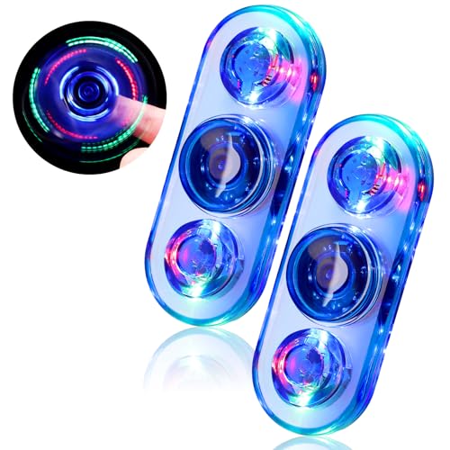 SCIONE Lot de 2 Fidget Spinners LED pour Enfants & Adultes–Toupie Lumineuse Anti-Stress, Jouet sensoriel avec 3modes, Brillant dans Le Noir. Idéal pour Les...