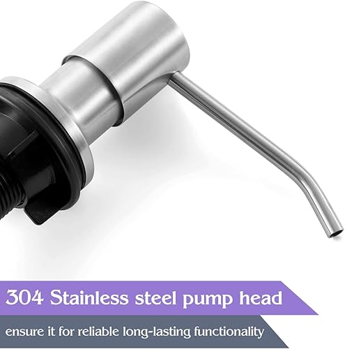 Miniatura 2 de Dispensador de jabón líquido para cocina, dispensador de jabón integrado para fregadero, acero inoxidable, juego de bomba para jabón o loción,