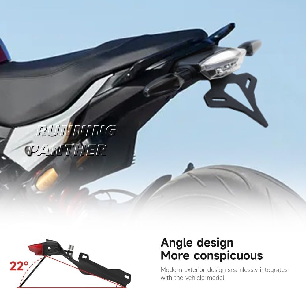 Motorcycle License Plate Mount Bracket with Light Fits for BMW F900 R F900R 2020- Rear License Plate Holder Tailstock Frame Bracket Fender Eliminator Tail Tidy (Transparent)