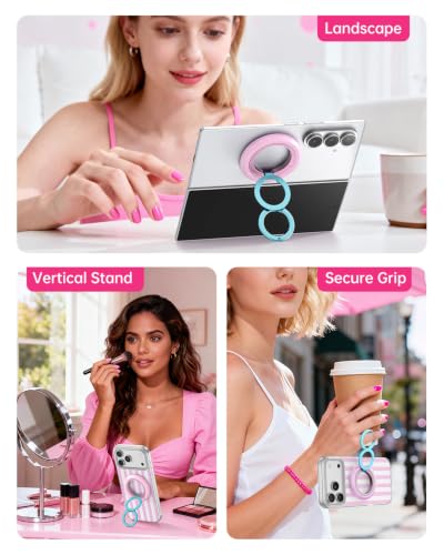Image of SYNCWIRE Magnetic Phone Ring Holder, for MagSafe Phone Grip Stand Kickstand | 360 Rotation, Double-Sided Magnet, Cell Phone Grip Finger Holder, for iPhone 17 16 15 14 13 12 Pro Max, MagSafe Accessories