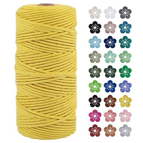 LEREATI Macrame Cord 3mm x 100m, Thick Macrame Rope Natural Cotton Rope Craft String