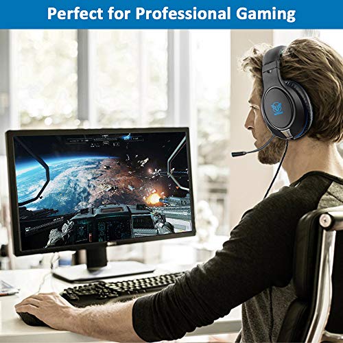 Cocoda Gaming-headset voor PS4, pc, Xbox One, ruisonderdrukking, professionele over-ear hoofdtelefoon met microfoon en volumeregeling, 3,5 mm headset, gaming voor PS3, laptop, Mac, mobiele telefoon, tablet switch - Afbeelding 3