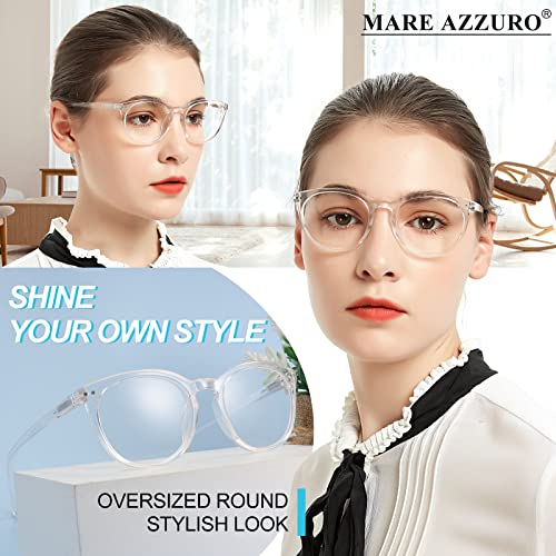 Image of MARE AZZURO Round Reading Glasses 5.0 with Spring Hinge Fashion Readers for Women 500