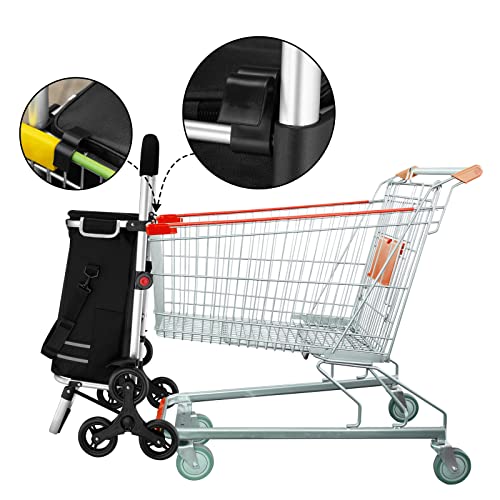 MONZANA® 3in1 Einkaufstrolley 56L bis 50 kg klappbar abnehmbare Tasche 6 Rollen Tragegurt Treppensteiger Einkaufswagen Einkaufshilfe Trolley Schwarz Meliert – Bild 6