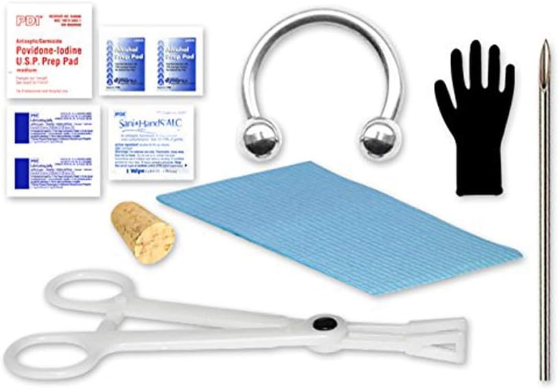 Single Eyebrow or Belly Button (Navel) Piercing Kit 14g Circular Barbell