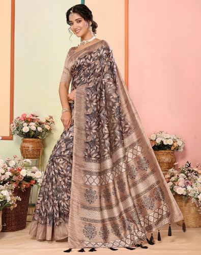 Yashika Damen Kunst Seide bedruckt mit Quasten unbestickt Bluse Material Stil... - Bild 7 von 13