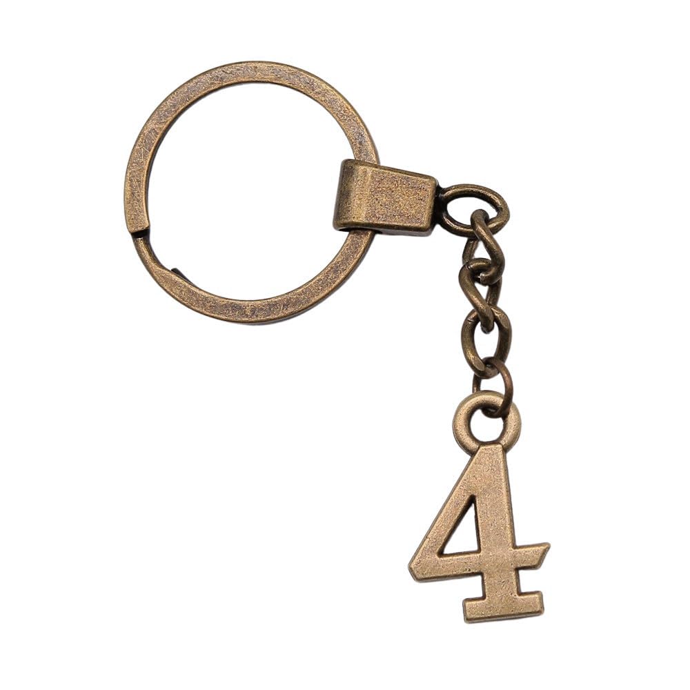 Wysiwyg Unisex A02-1Pcs-26X16mm 1Pcs 26X16mm Number 4 Charms Keyrings Antique Bronze Color Zinc Alloy Ring Size 30Mm