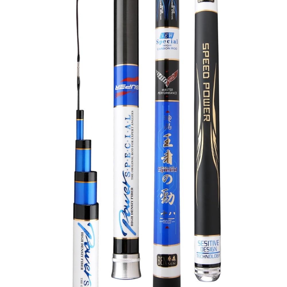 YADLCR Chinese-style Fishing Rod 3.6M-7.2M Telescopic Fishing Rod, Extra-stiff Carbon Hand Rod carp rod(5.4m)