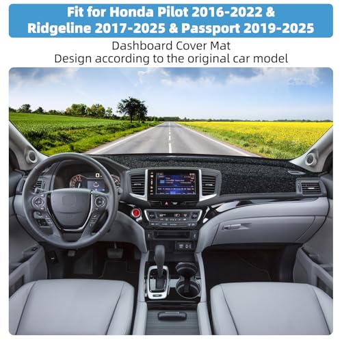 Image of Dash Cover Mat for Honda Pilot 2016-2022 & Ridgeline 2017-2025 & Passport 2019-2025 Non-Slip Dashboard Cover Mat Sunshade UV Rays Protector Interior Accessories