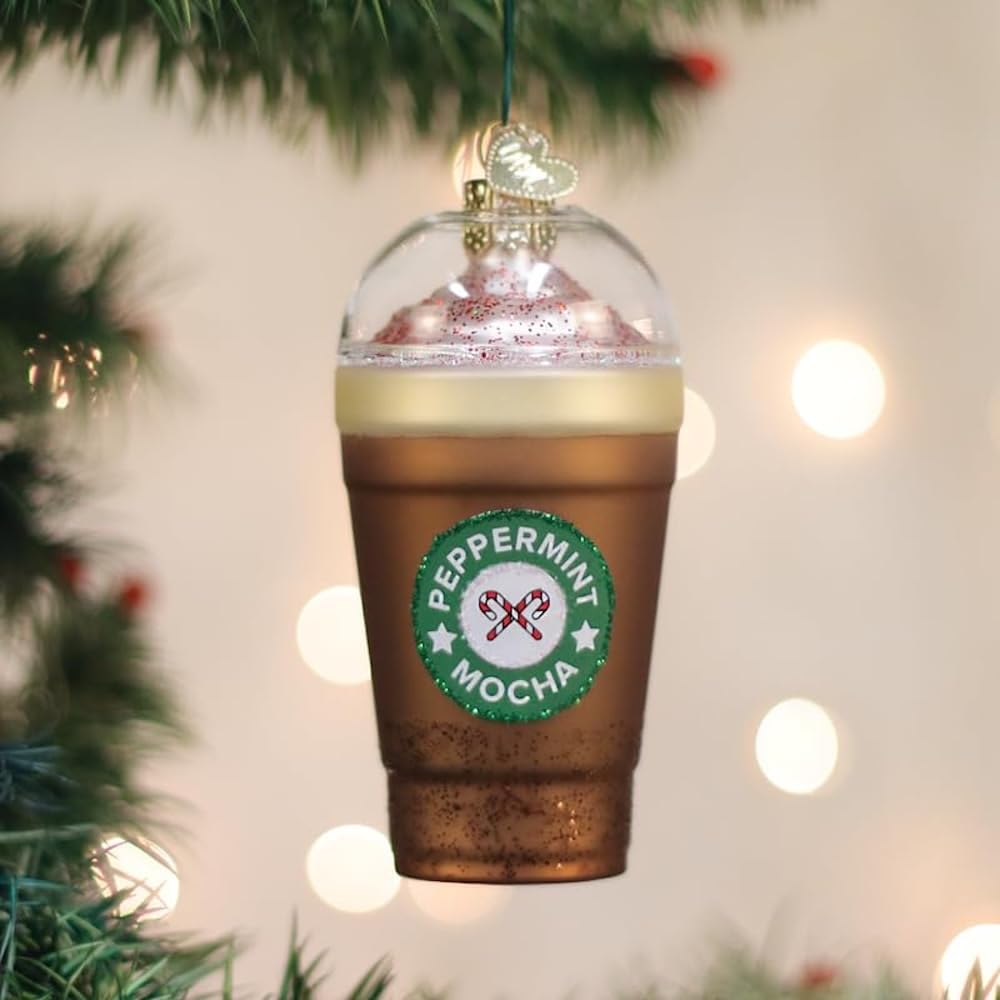 Old World Christmas Peppermint Mocha Glass Hanging Ornament